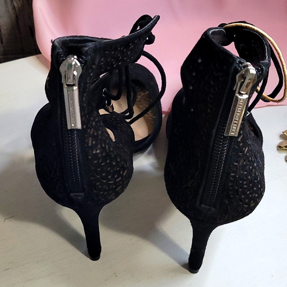 Karl Lagerfeld Paris Black Lace up Heels 7 - Picture 5 of 10